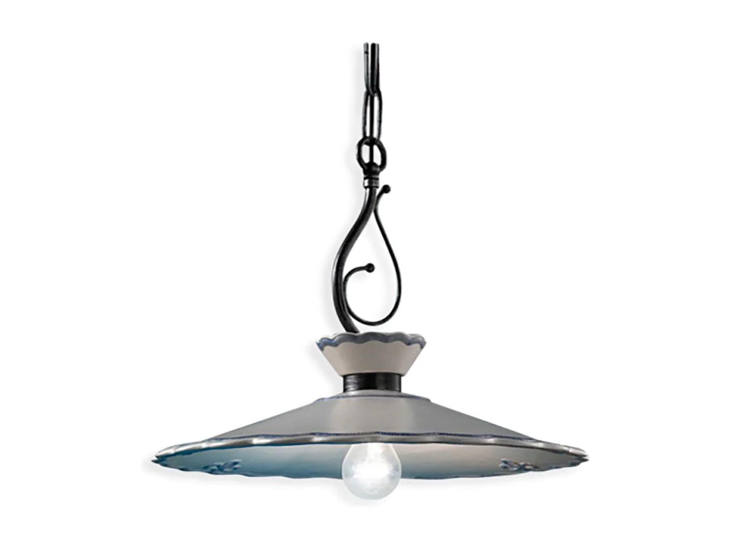 Lampadario Classico Ravenna Metallo E Ceramica Nero Sfumato Arg. 31Cm 1 Luce E27