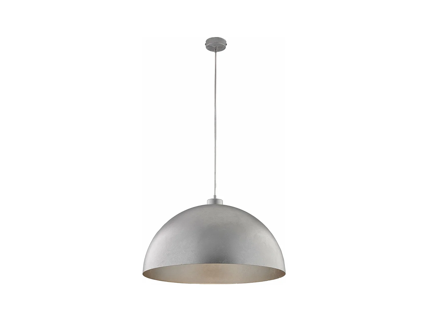 Suspension Marcus d.50 cm, fer blanc, décor argent antique, câble réglable, 1 lumière, pour pièce chic et sobre