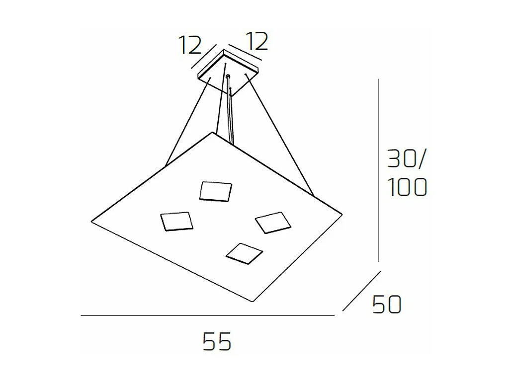 Sospensione Moderna Note Metallo Sabbia 4 Luci Gx53