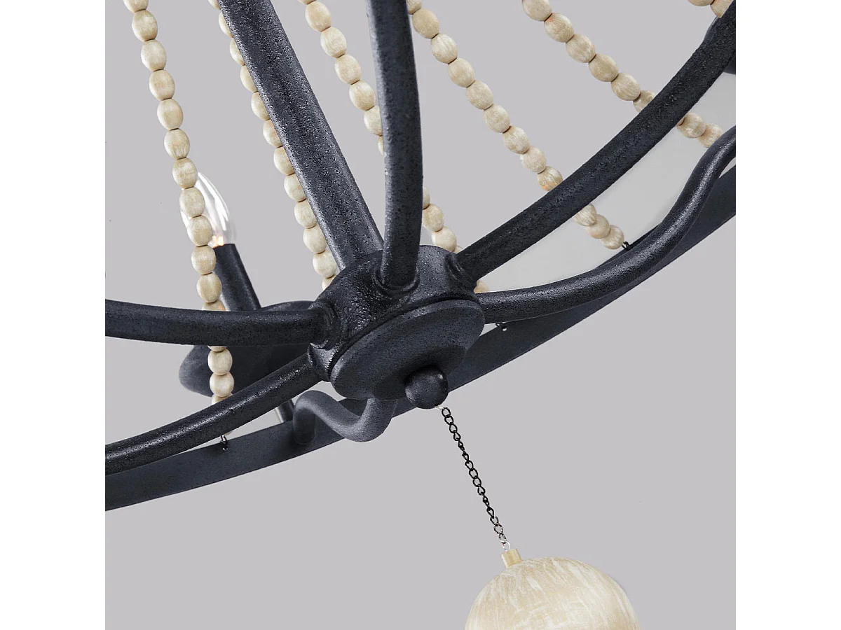 Elstead Feiss Nori Lampadario a braccio multiplo zinco invecchiato scuro con legni grigi