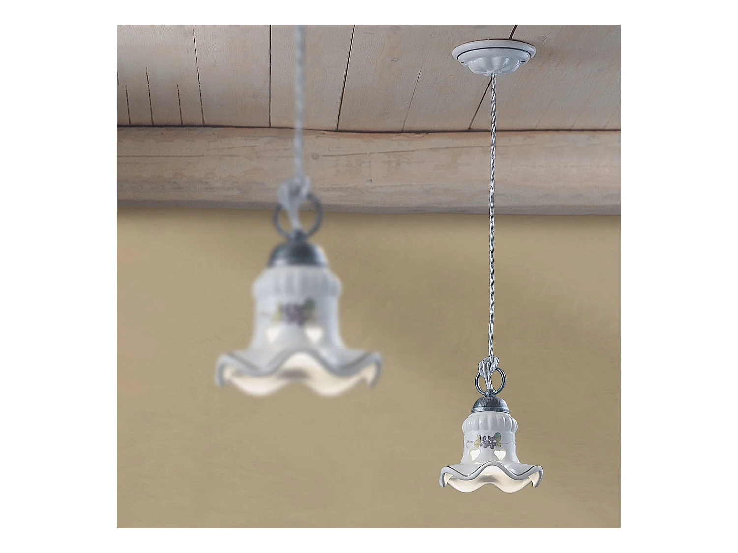 Lampadario Classico Chieti Metallo E Ceramica Nero Sfumato Argento 1 Luce E14