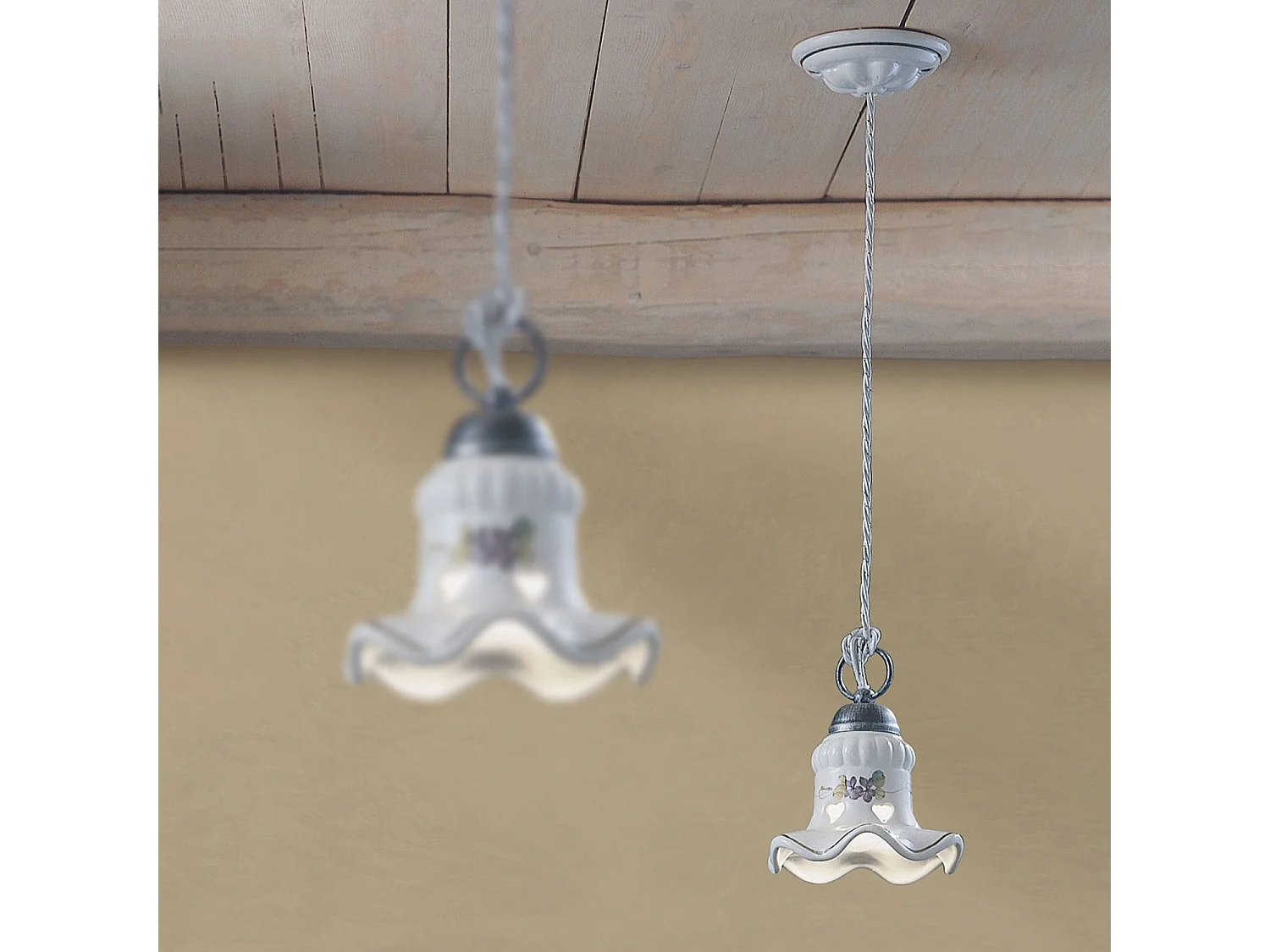 Lampadario Classico Chieti Metallo E Ceramica Nero Sfumato Argento 1 Luce E14