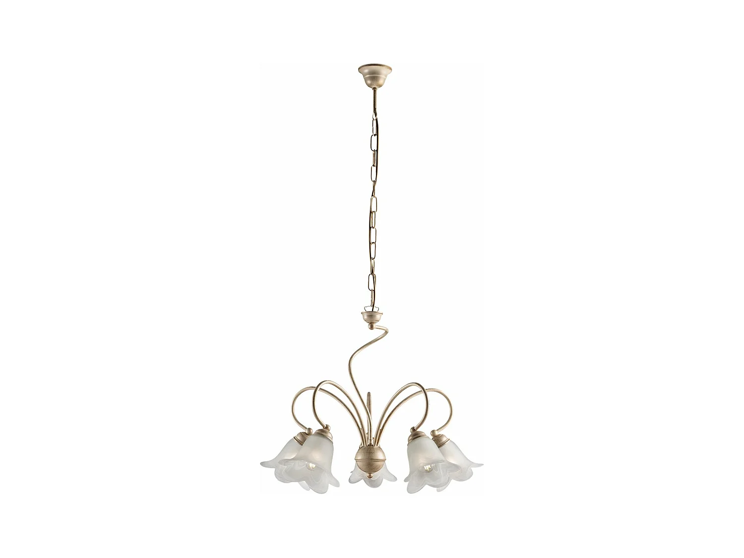 Lustre Alice ivoire, déco or antique, verre albâtre d.14, 5 lumières d.57 cm, parfait pour salon classique