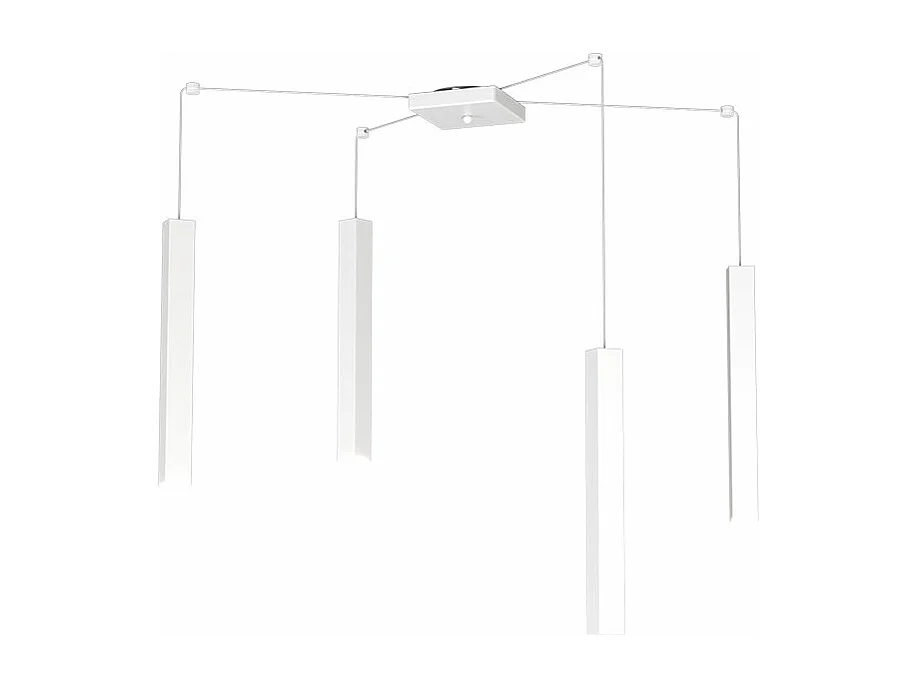 Square Tube Sospensione 4 Luci Bianco Cavo Cm.250 Con Base
