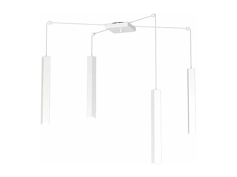 Square Tube Sospensione 4 Luci Bianco Cavo Cm.250 Con Base