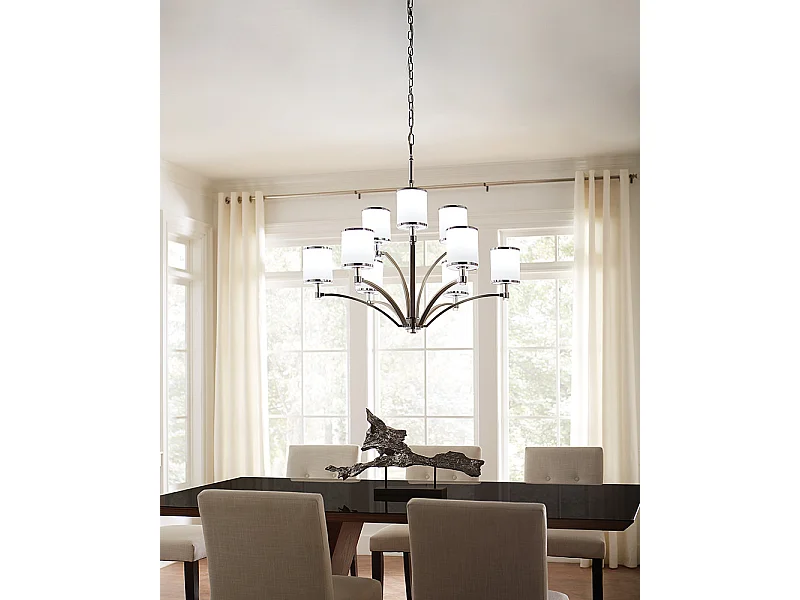 Elstead Prospect Park - Lampadario a 9 luci multibraccio Nickel satinato, finitura cromata, attacco E27