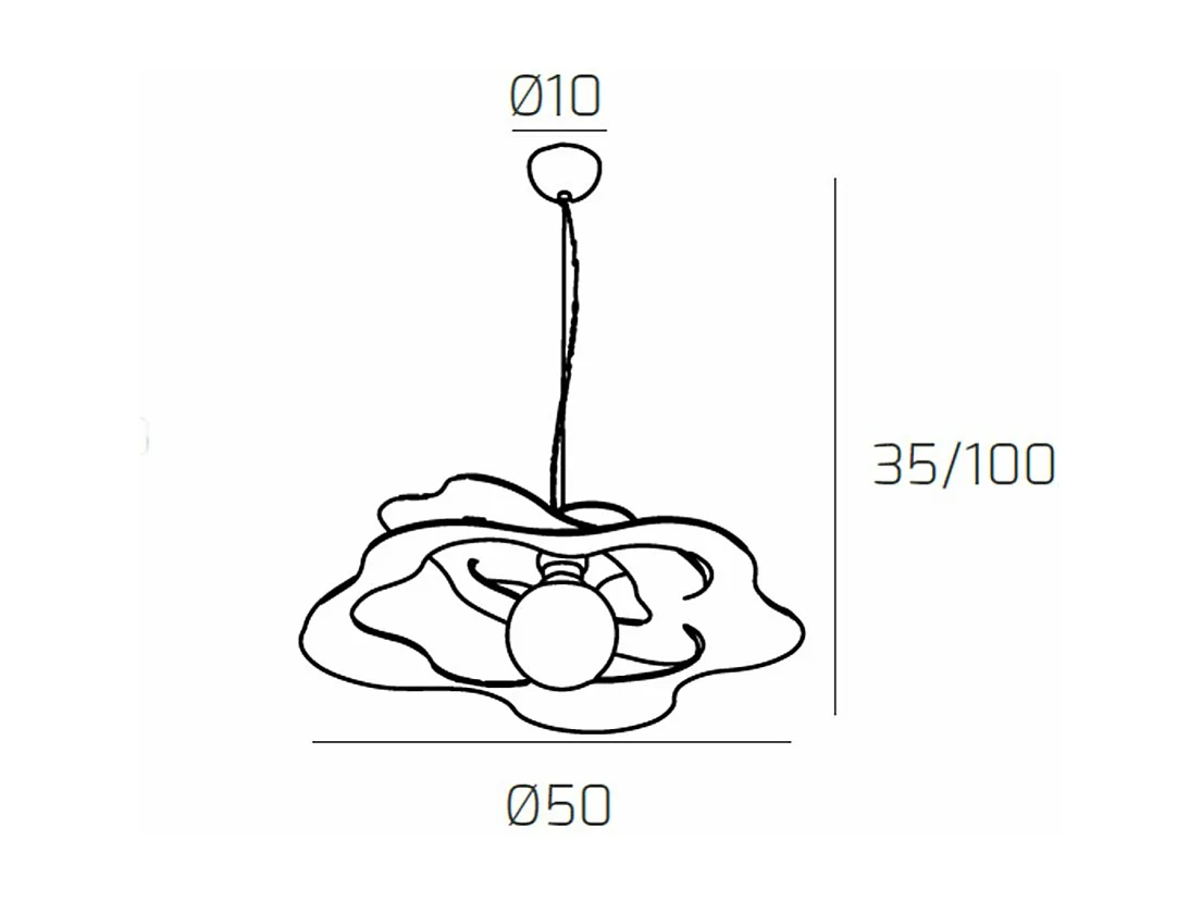 Ripples Sospensione D.50 Cm. 1 Luce Grigio