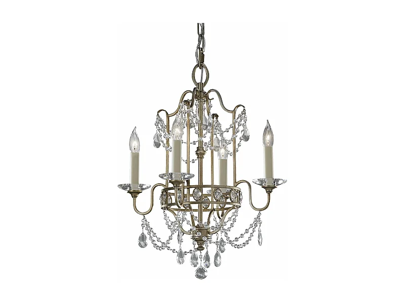 Lampadario Classico Gianna Cristallo Argento Dorato Vetro Oro 4 Luci E14