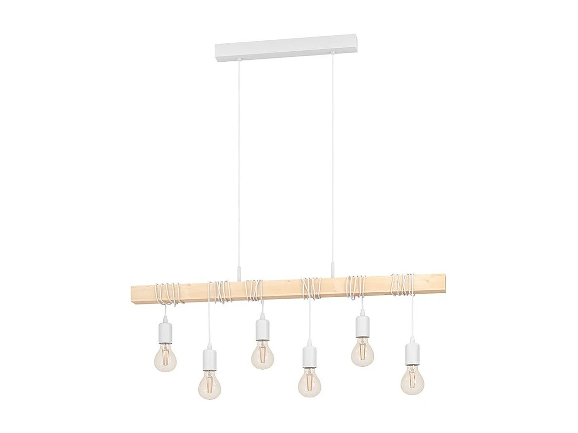 Lampadario Industrial Townshend 6 Luci Acciaio Bianco