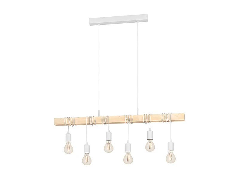Lampadario Industrial Townshend 6 Luci Acciaio Bianco