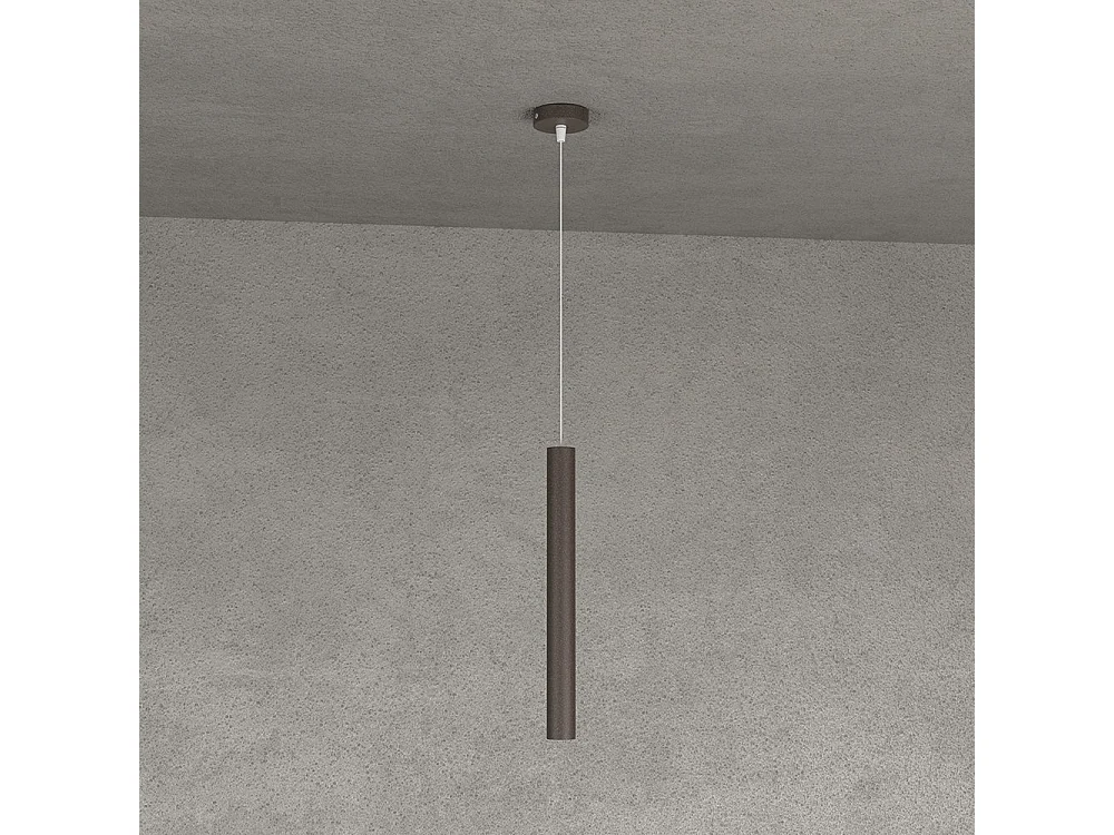 Round Tube Sospensione 1 Luce Marrone Cavo Cm.250 Con Base