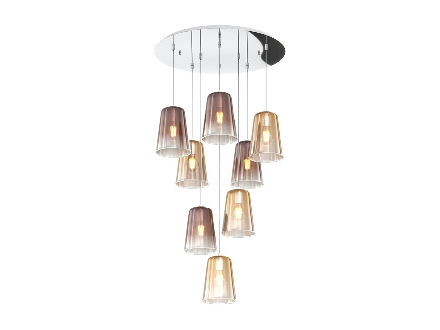 Sospensione Cromo Tonda 8 Luci (4 Am + 4 Ra)