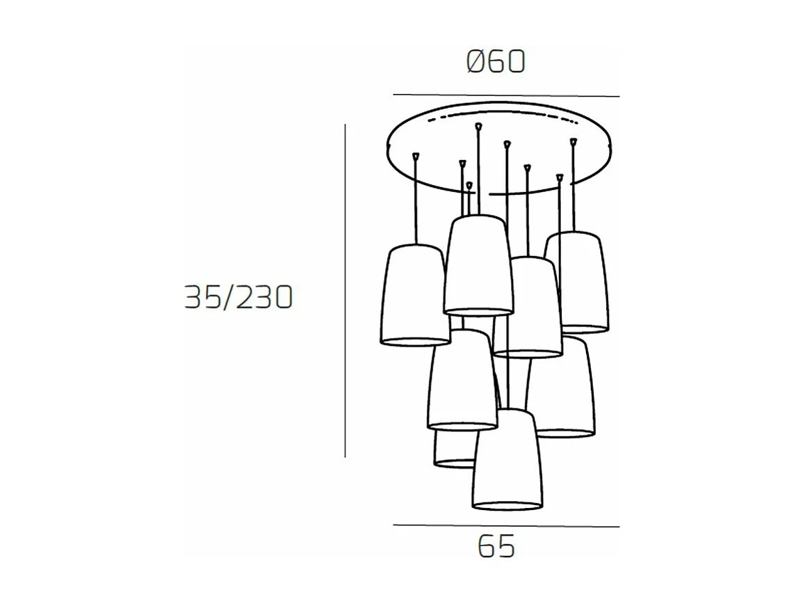 Sospensione Cromo Tonda 8 Luci (4 Am + 4 Ra)