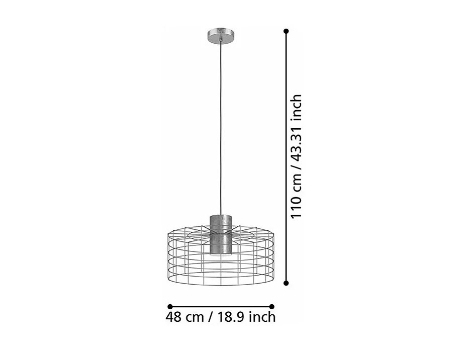Lampadario Industrial Milligan 1 Luce Acciaio Grigio
