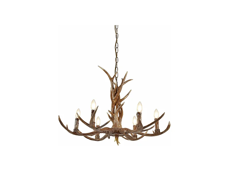 Lampadario Industrial-Nordico Stag Policarbonato Marrone 6 Luci E14