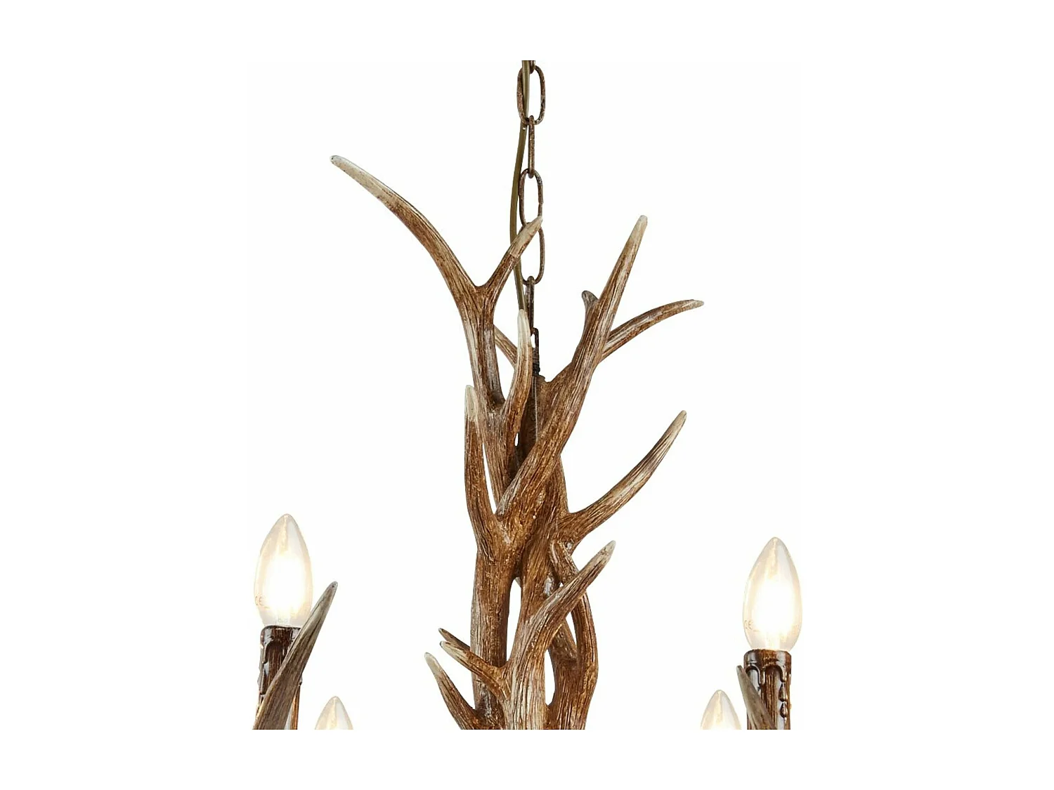 Industriell-nordischer Hirsch-Kronleuchter aus braunem Polycarbonat, 6 Lichter, E14