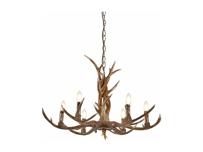 Lampadario Industrial-Nordico Stag Policarbonato Marrone 6 Luci E14
