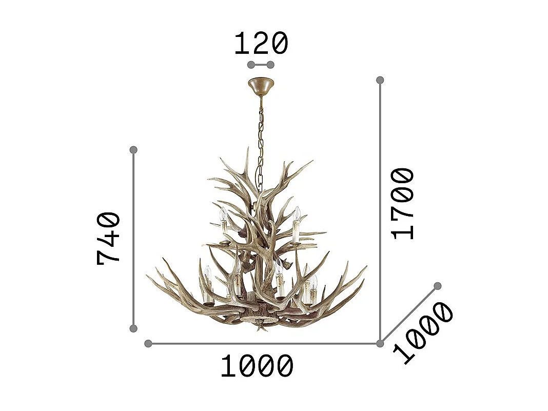 Ideal Lux Chalet - Lámpara colgante de 12 luces Marrón claro, E14