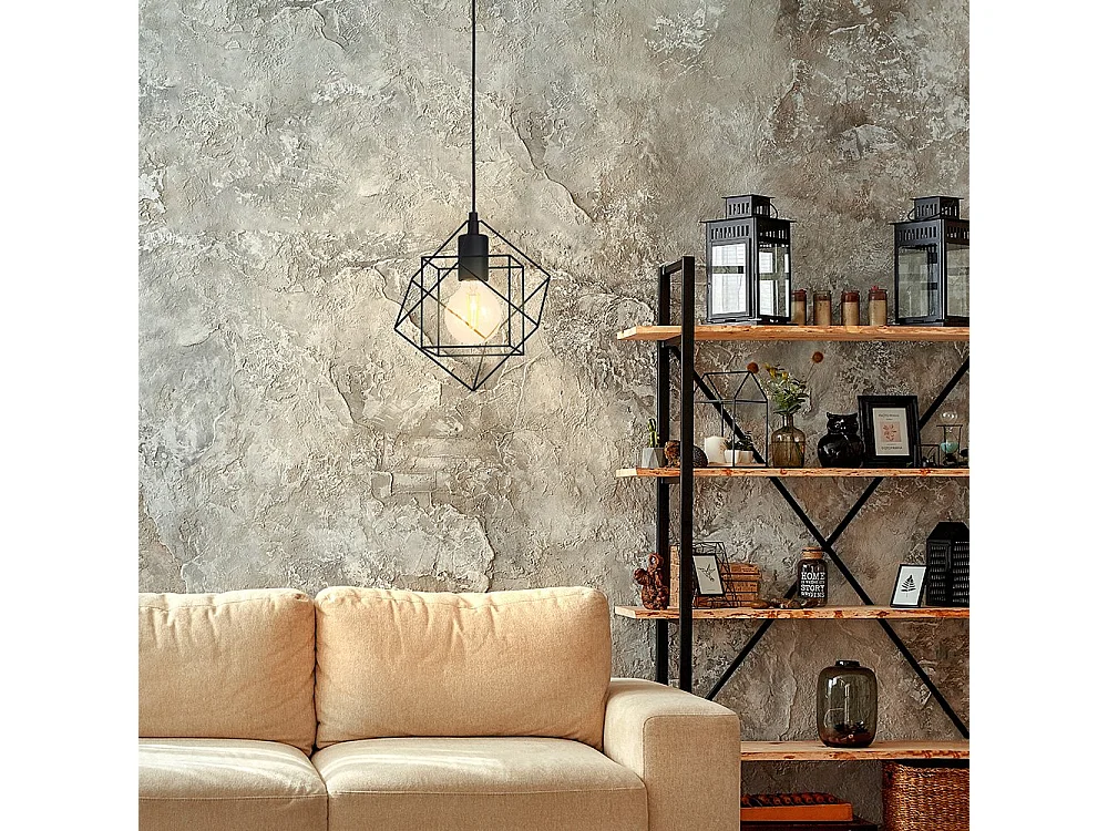 Lampadario Industrial Straiton 1 Luce Acciaio Nero