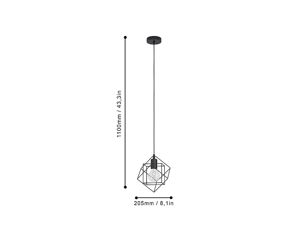 Lampadario Industrial Straiton 1 Luce Acciaio Nero