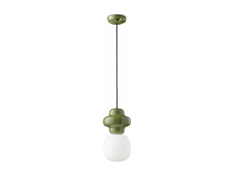 Sospensione Vintage Decò Copacabana Ceramica Verde 1 Luce E27