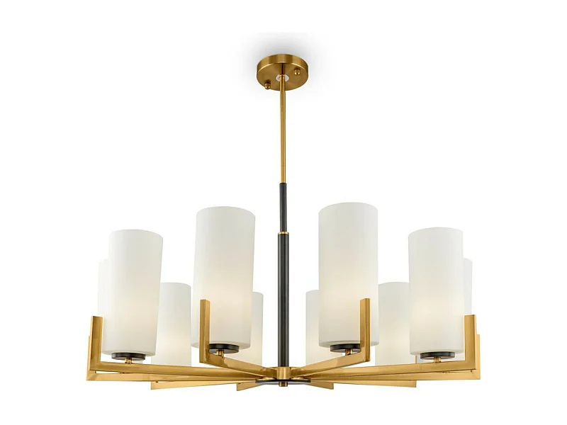 Maytoni Fortano Lustre moderne en laiton à 10 ampoules Fortano avec abat-jour en verre