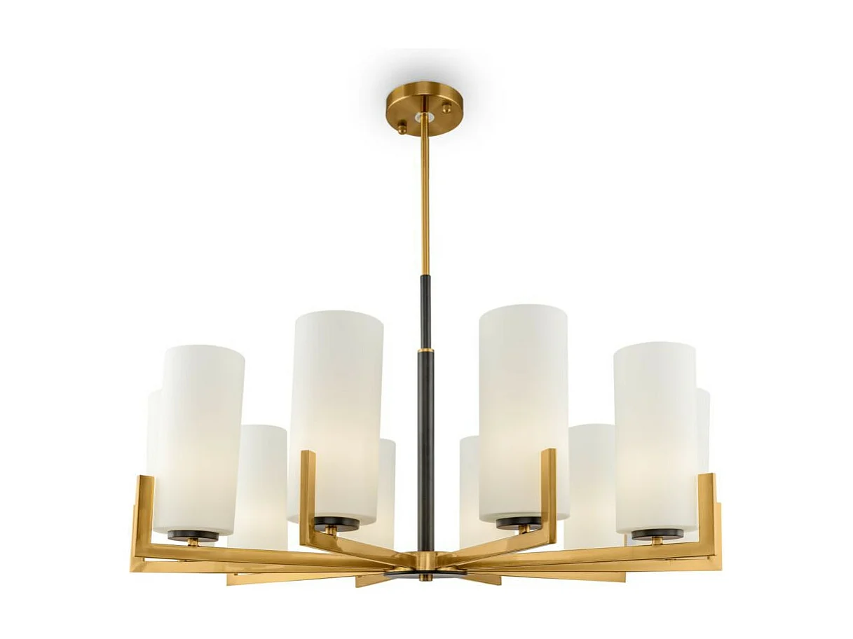 Maytoni Fortano Moderner Fortano Kronleuchter aus Messing mit 10-Licht-Glasschirm