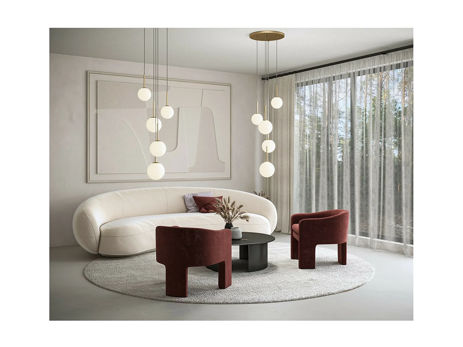 Maytoni Basic form Maytoni Basic Form Modern 5 Light Cluster Lampada da soffitto a sospensione Oro E14