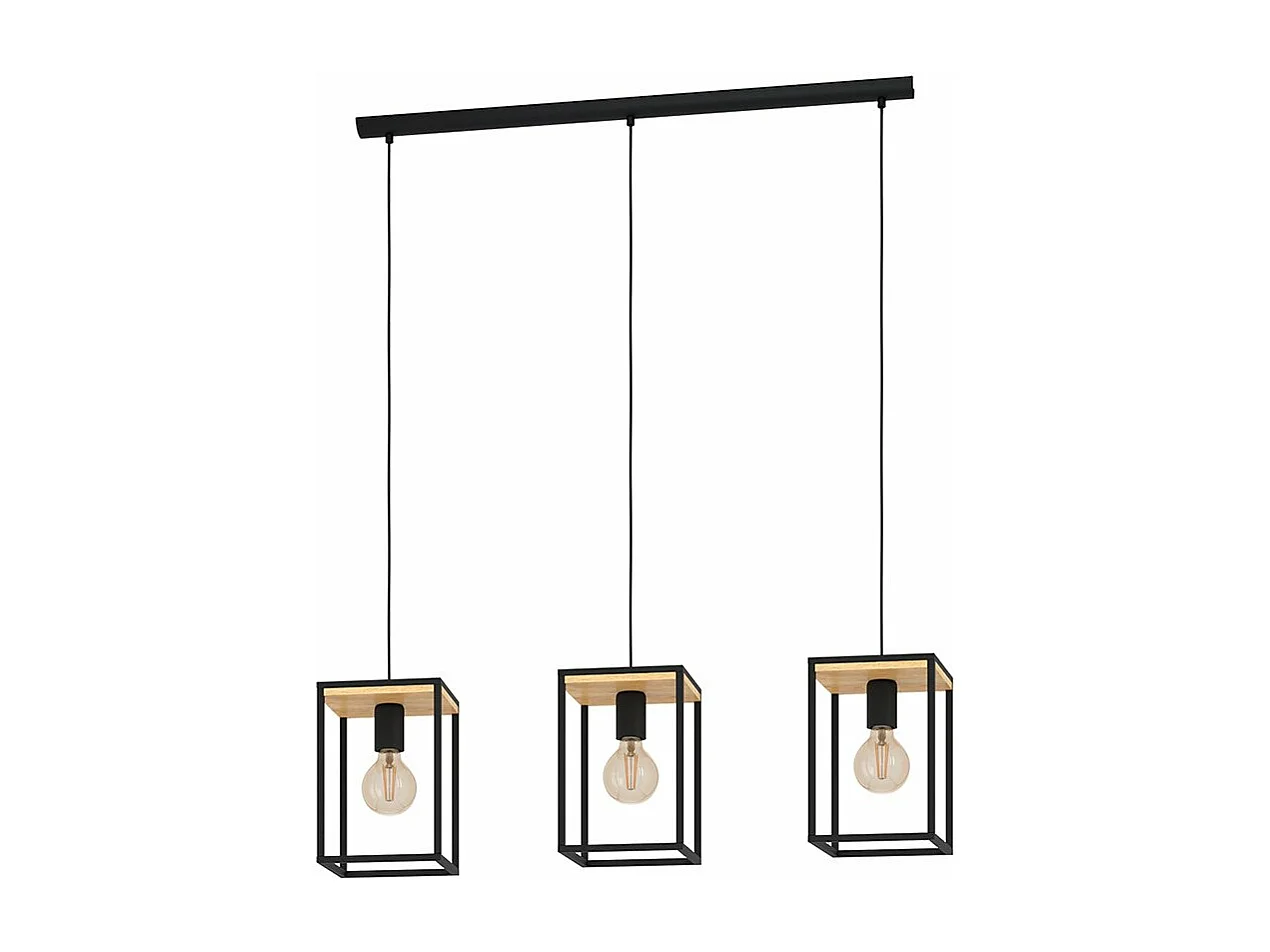 Lampadario Industrial Libertad 3 Luci Metallo Nero E Marrone