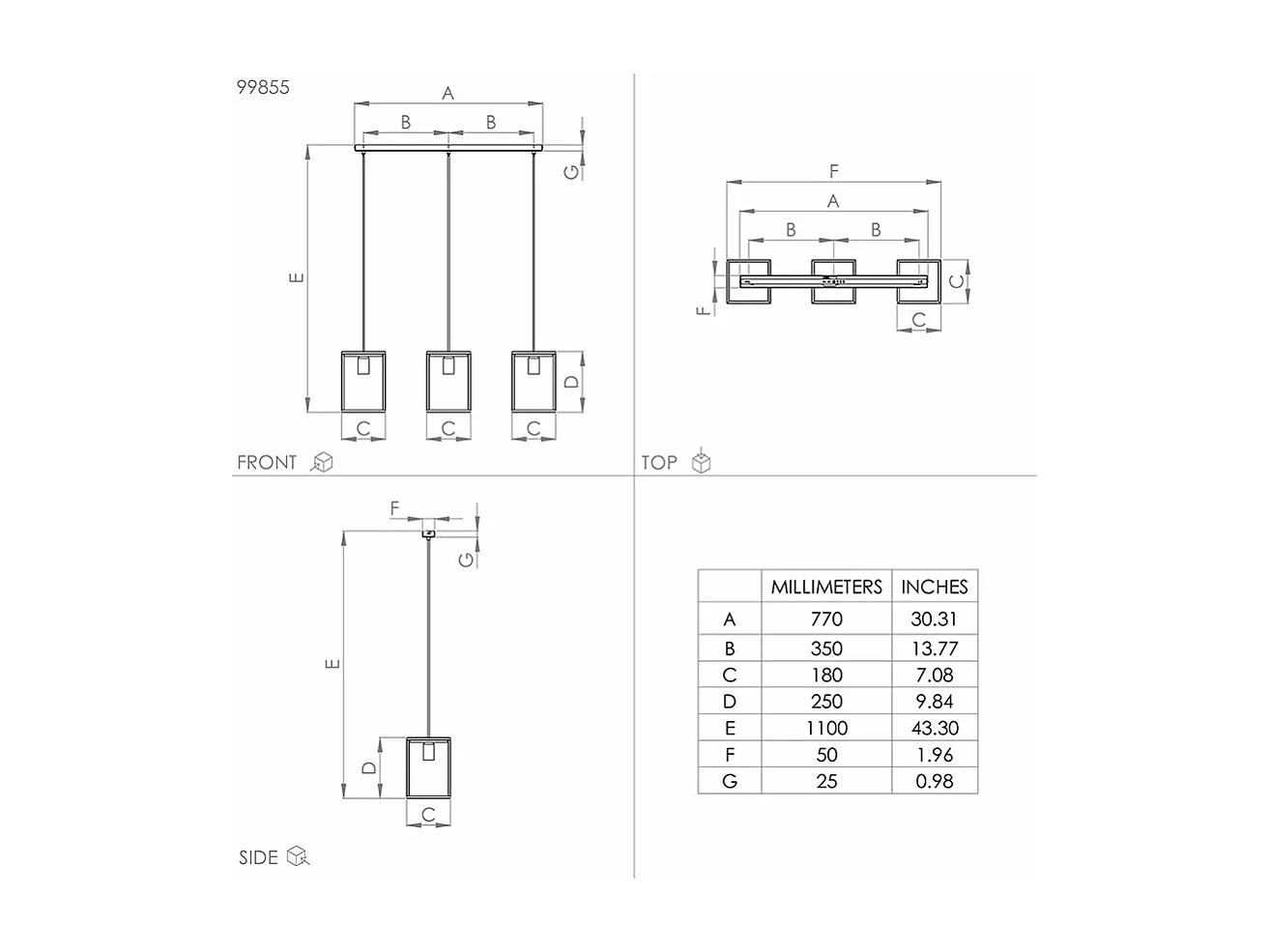 Lampadario Industrial Libertad 3 Luci Metallo Nero E Marrone