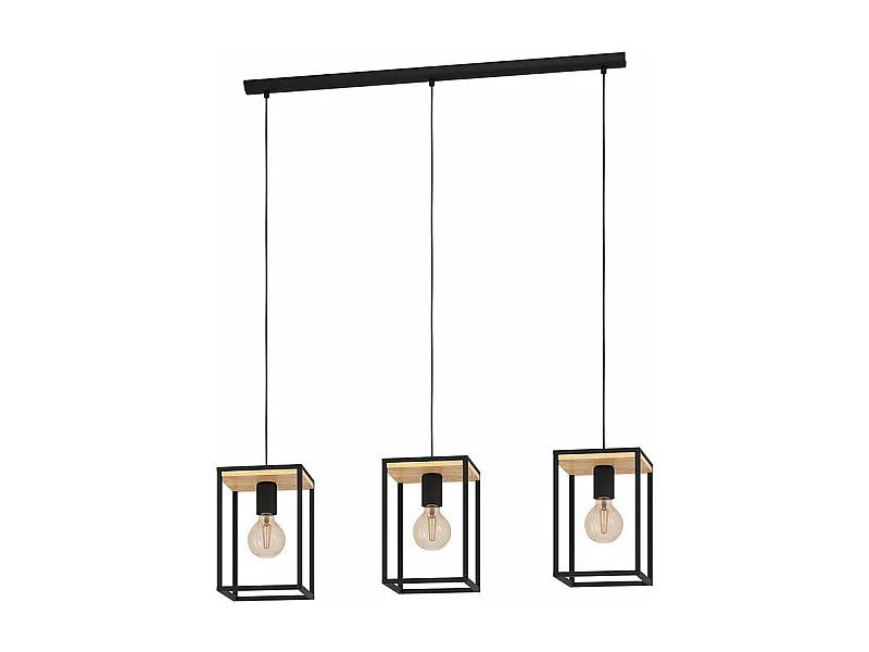 Lampadario Industrial Libertad 3 Luci Metallo Nero E Marrone