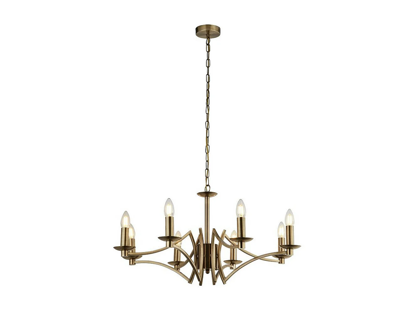 Searchlight Ascot 8 Lumière Pendentif Laiton Antique