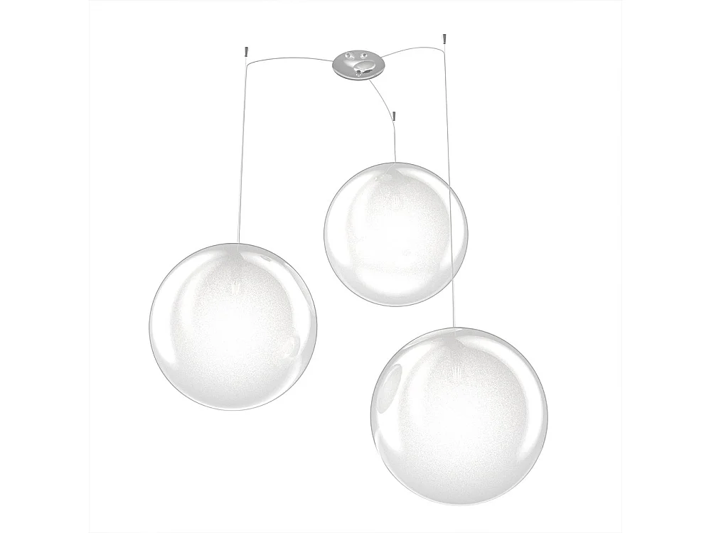 Sospensione Contemp Glitter Metallo Cromo Vetro Soffiato Trasp 3 Luci E27 40Cm