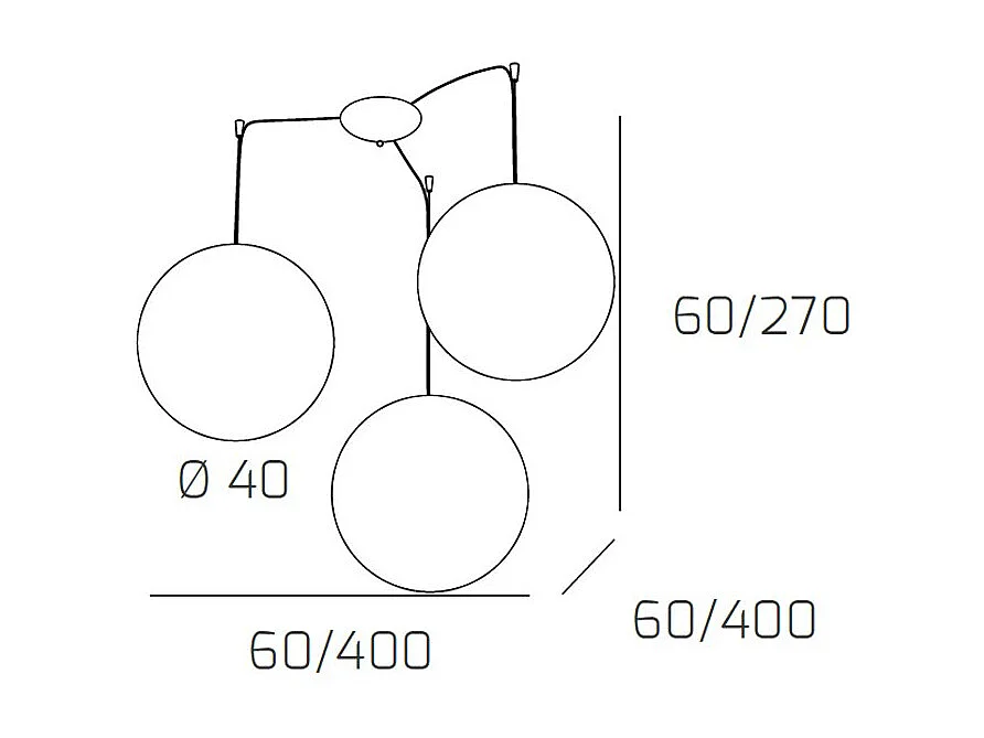Sospensione Contemp Glitter Metallo Cromo Vetro Soffiato Trasp 3 Luci E27 40Cm