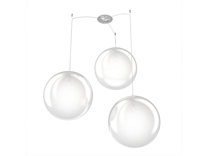 Sospensione Contemp Glitter Metallo Cromo Vetro Soffiato Trasp 3 Luci E27 40Cm