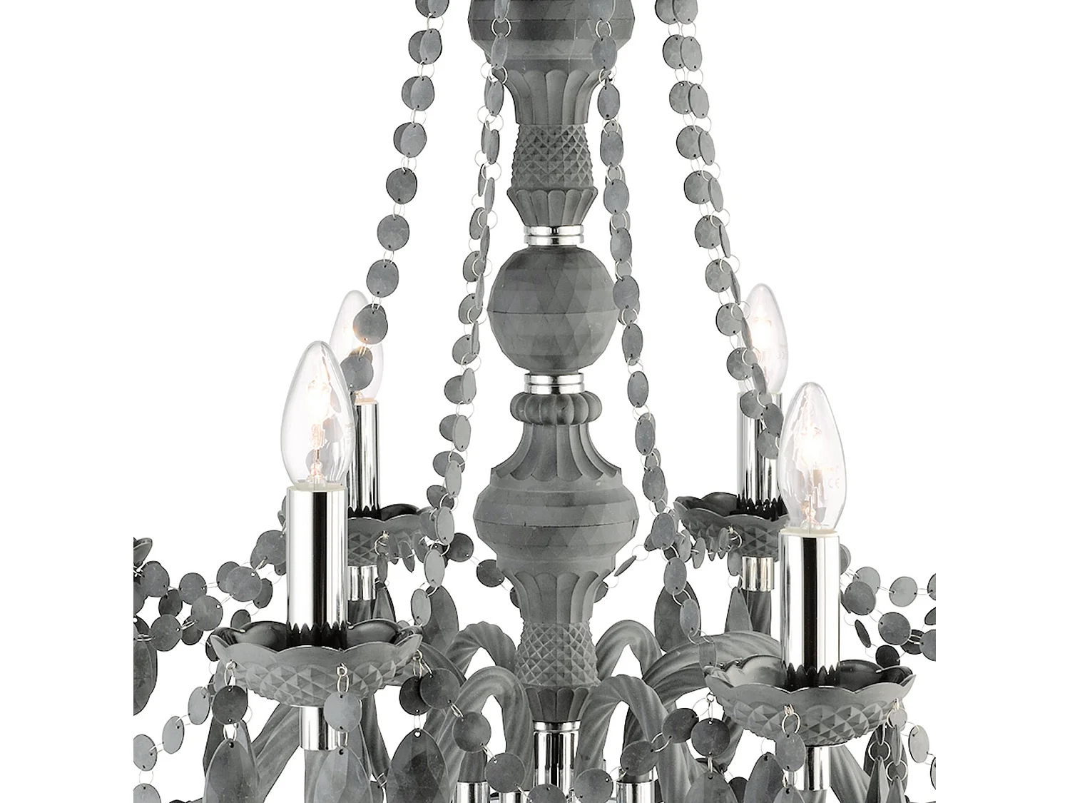 Searchlight Marie Therese - Lampadario a 8 luci con finitura grigia con cristalli acrilici, attacco E14