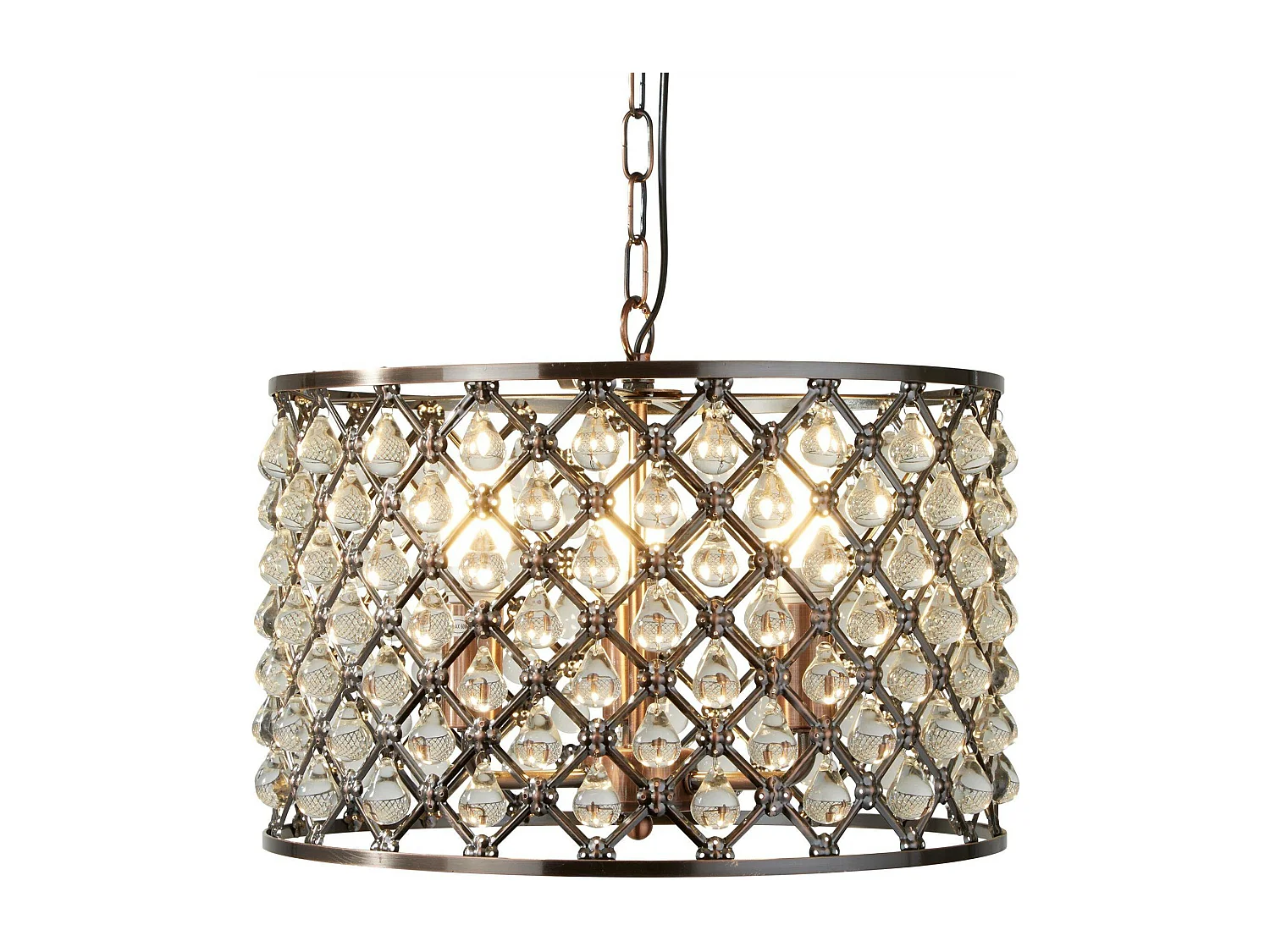 Searchlight Marquise Suspension à 3 ampoules au cuivre avec cristaux de verre, E14