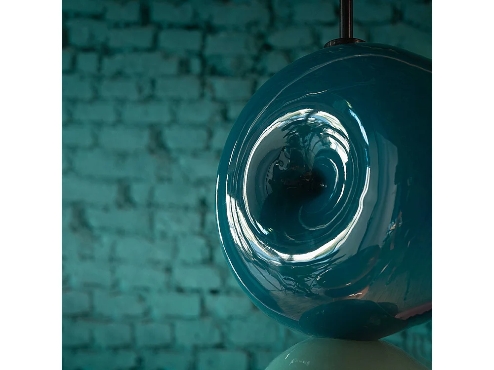 Sospensione Vintage Decò Bumbum 4 Elementi Ceramica Turchese Verde Grigio E27