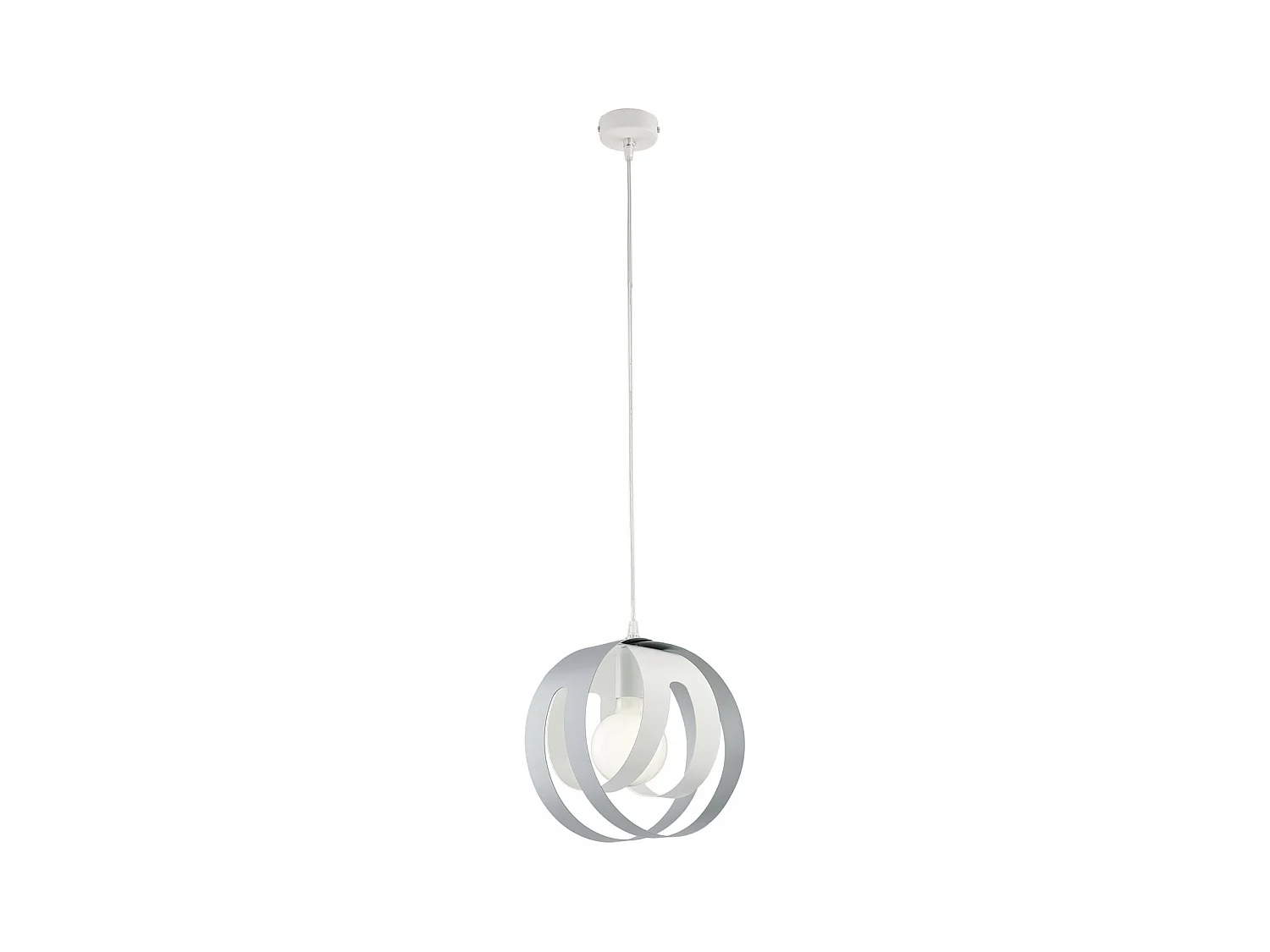 Sospensione 1 Luce Tobias Ferro Laccato Bianco E Grigio Taglio Laser