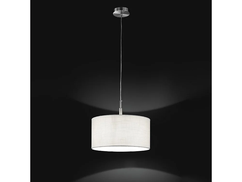 Prachtige Moderne Hanglamp uit de Spazio Collectie met een Stoffen Lampenkap, E27 Fitting, Maximaal 40W, Afmetingen Ø40 x H200 cm - Merk Perenz