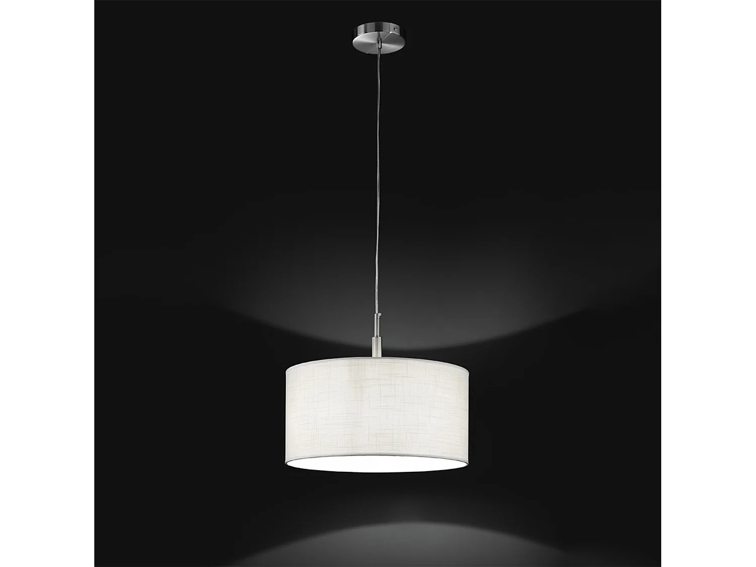 Prachtige Moderne Hanglamp uit de Spazio Collectie met een Stoffen Lampenkap, E27 Fitting, Maximaal 40W, Afmetingen Ø40 x H200 cm - Merk Perenz