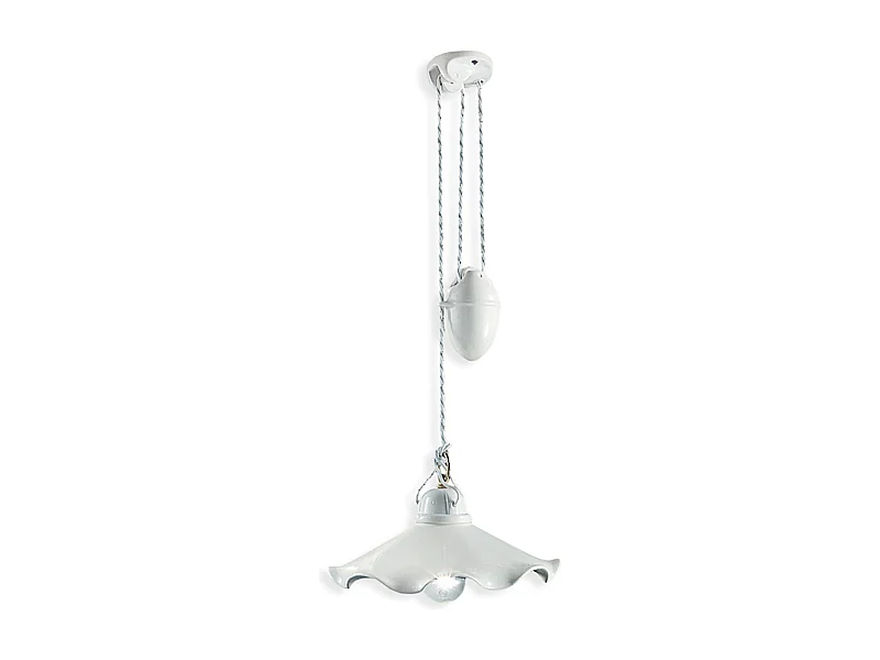 Lampadario Classico Belluno Ottone Satinato E Ceramica Decorato 1 Luce E27