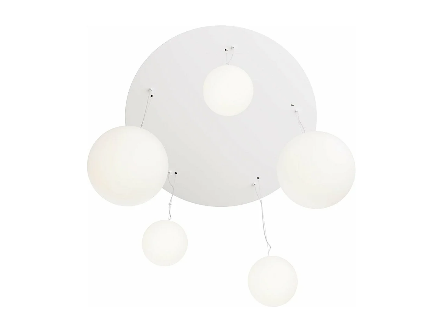 Lampadario Minimal Basic Form In Metallo Bianco 5 Luci Con Diffusori In Vetro