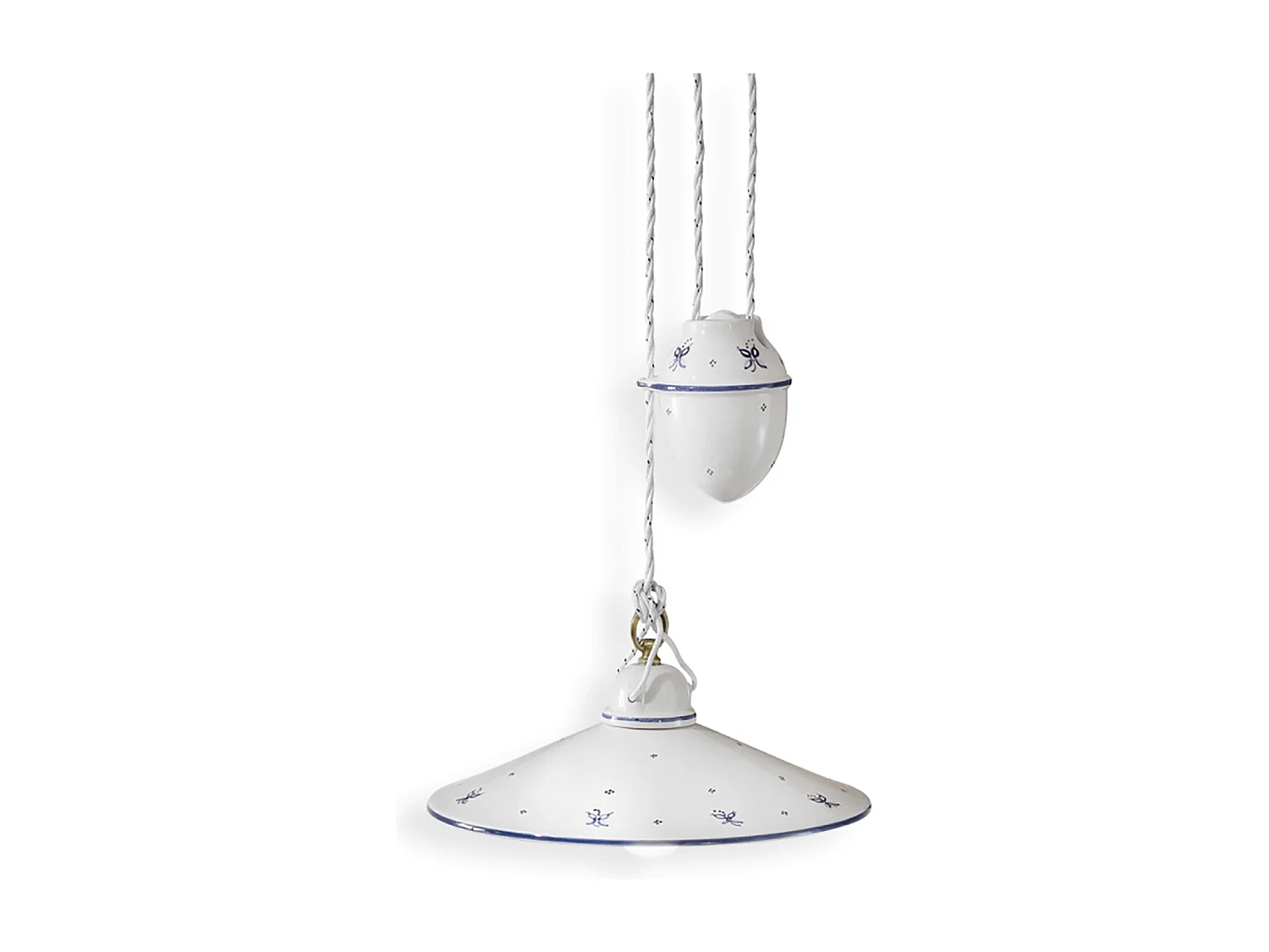 Sospensione Saliscendi Classica Asti Ceramica E Ottone Decorato 30 Cm 1 Luce E27