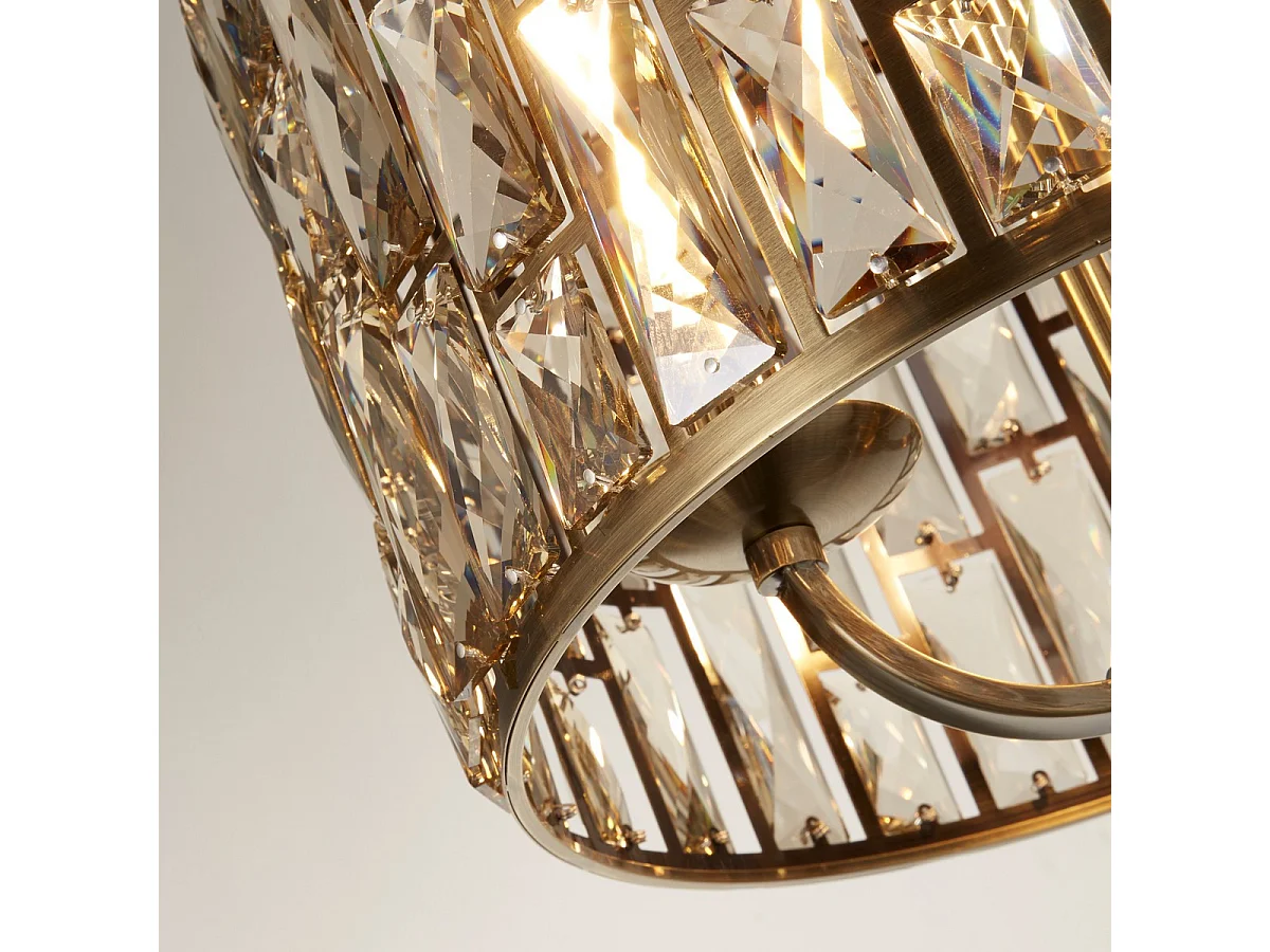 Searchlicht Bijou 3-flammige Pendelleuchte, antikes Messing, Champagnerglas