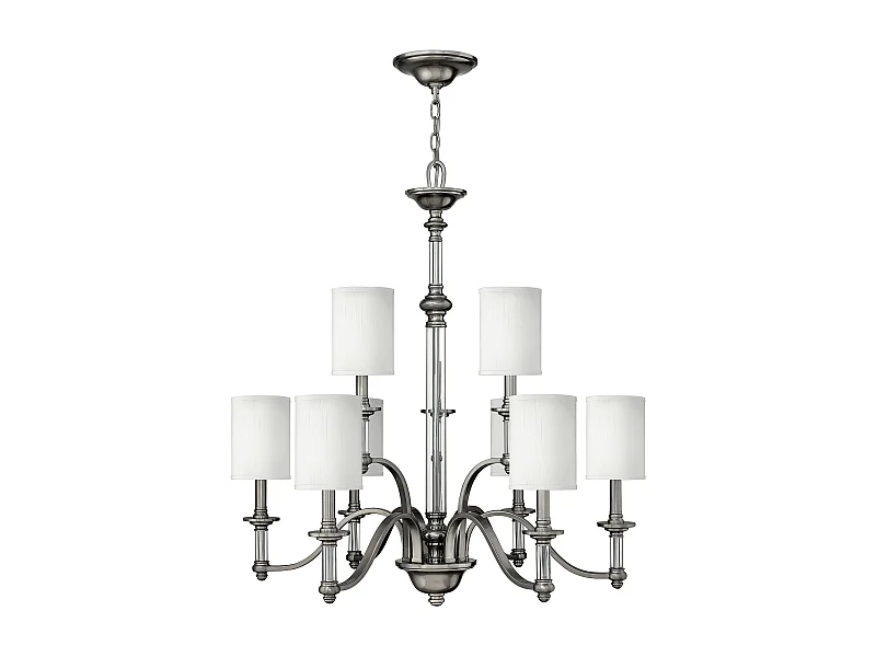 Elstead Sussex - Lampadario a 9 luci multibraccio finitura nichel spazzolato, attacco E14