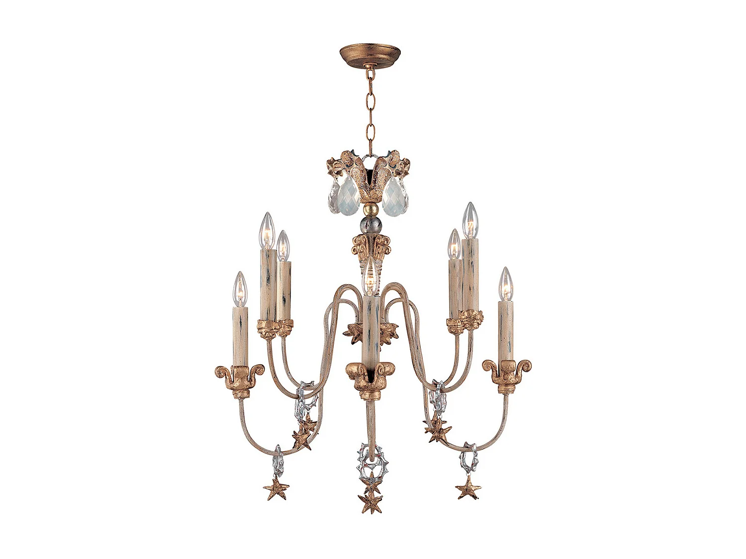 Elstead Mignon - Lampadario a 8 Luci Finitura Oro e Argento, E14