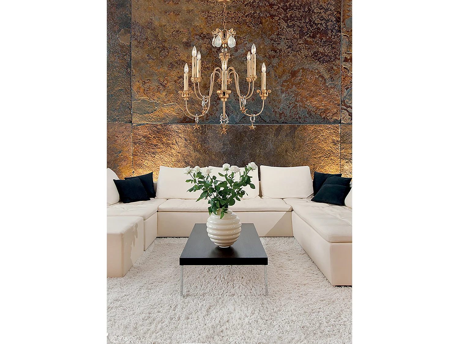 Elstead Mignon - Lampadario a 8 Luci Finitura Oro e Argento, E14