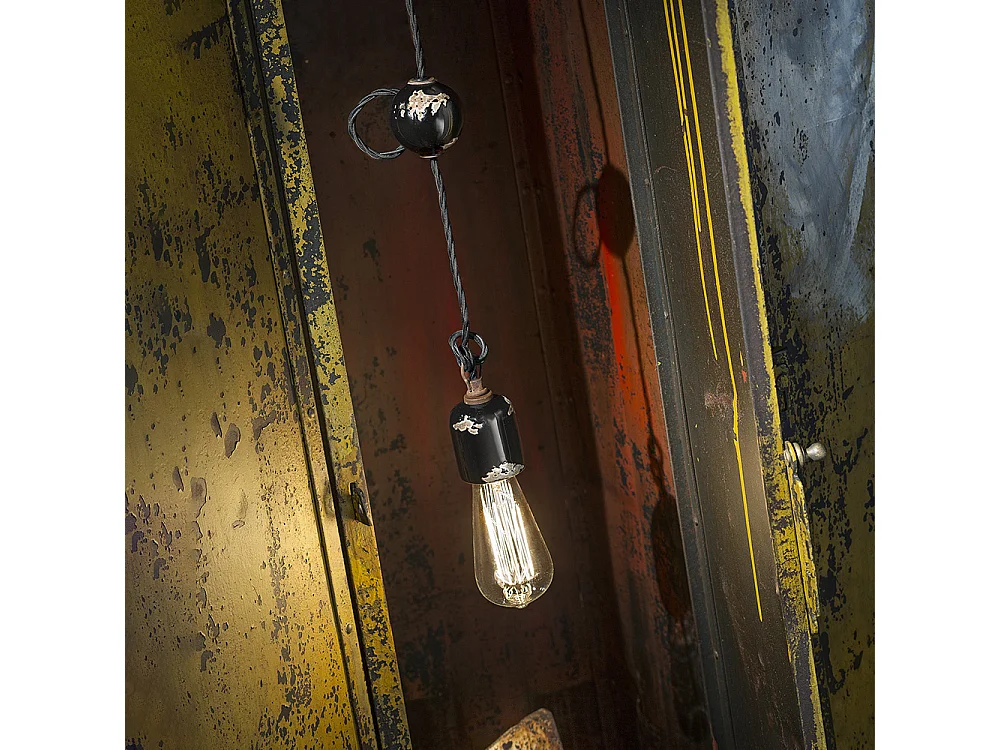 Sospensione Vintage Ceramica Nera 1 Luce E27