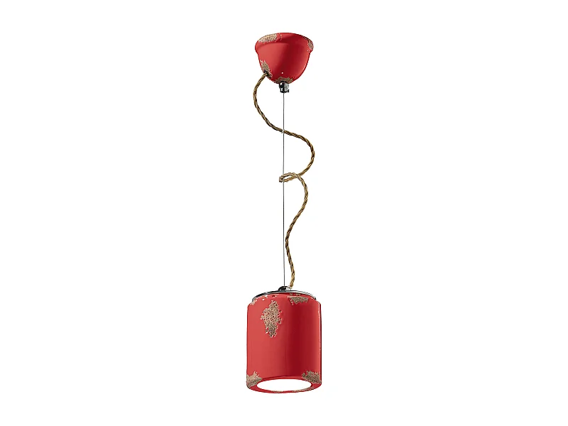 Lampadario Vintage Ceramica Rossa 1 Luce E27